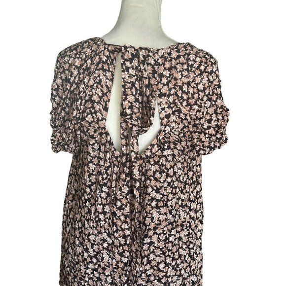 VICI Small Black & Pink Floral Dress With Open Tie Back NWT Oversized Relaxed - Picture 4 of 12